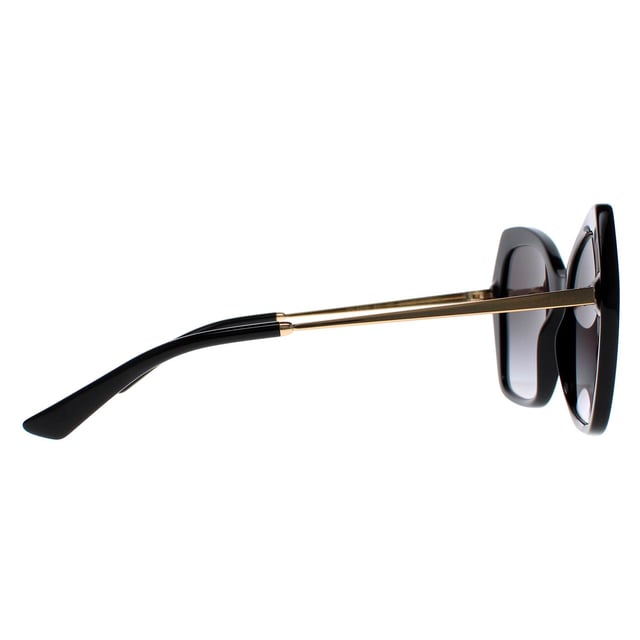 Dolce & Gabbana Butterfly Females Black Grey Gradient DG4399  Sunglasses are a fashionable and trendy eyewear option for Female from the luxury fashion brand. With a chic square frame made of high-quality acetate, these sunglasses feature tinted lenses that provide 100% UV protection. The unique gold-tone temple detailing with the iconic Dolce & Gabbana logo adds a touch of glamour and sophistication to the design, making them a perfect accessory for style-conscious Female.