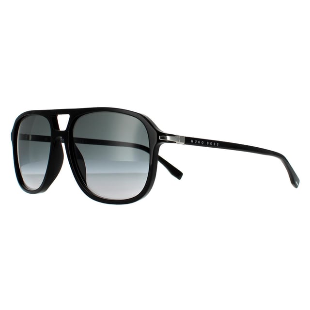 Hugo Boss  zonnebril Boss 1042/s/it 807 9o glanzende zwart grijze gradiënt zijn een grote vierkante vliegerstijl gemaakt van lichtgewicht plastic en beschikt over Hugo Boss -branding op de tempels.