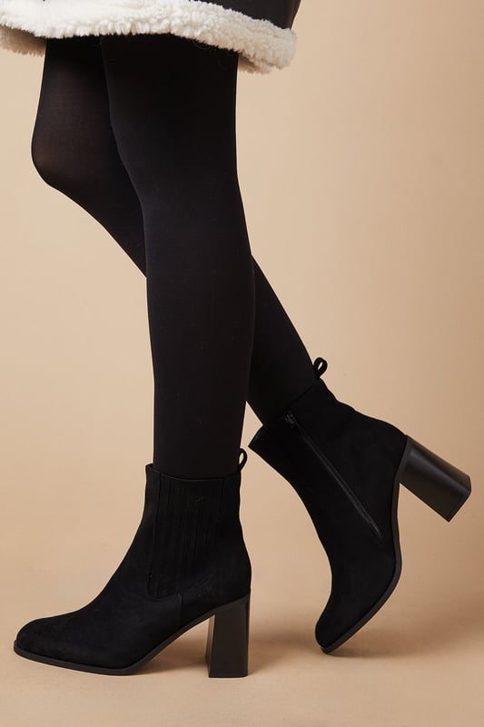 Maria Faux Suede High Block Heel Chelsea Boot