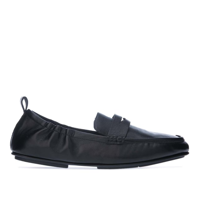 Women s Fit Flop Allegro Metallic Leather Penny Loafers in Black