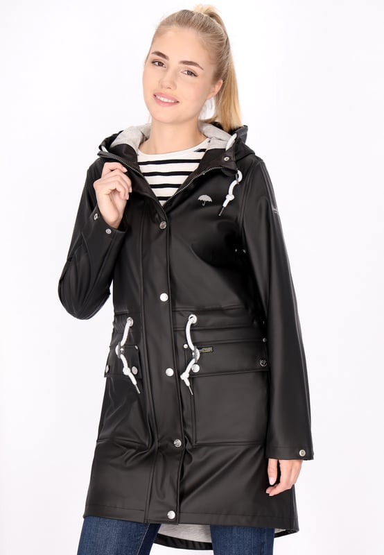 Ontdek de ultieme regenjas die stijl en functionaliteit moeiteloos combineert. Dit parka-jack heeft een capuchon met trekkoord, een ritssluiting aan de voorkant met drukknopen en praktische klepzakken. De normale pasvorm en het trekkoord in de taille zorgen voor een getailleerde look, terwijl de waterdichte stof (3000 mm) ervoor zorgt dat je buiten droog blijft. Met gelaste naden en een opstaande kraag is deze outwear met lange mouwen zowel stijlvol als functioneel.  Mackintosh