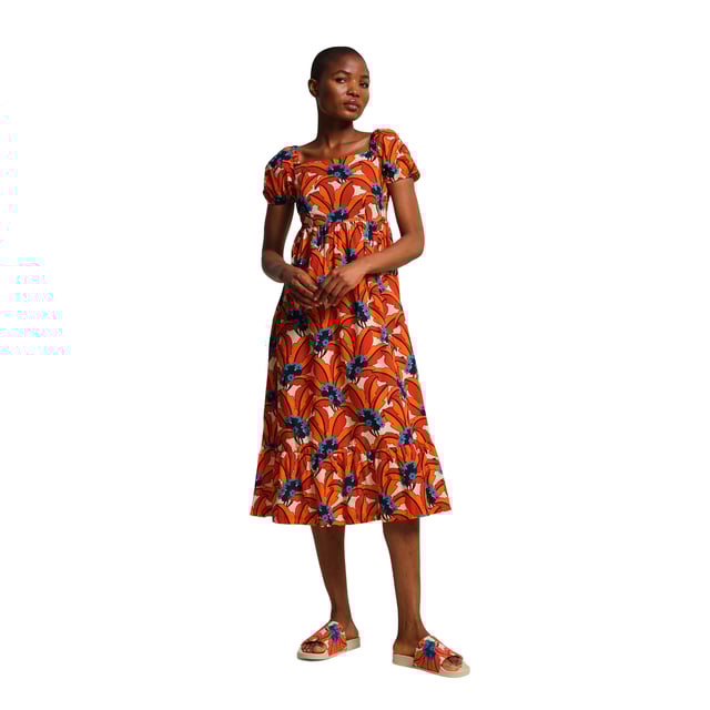 100% Cotton. Fabric: Coolweave, Poplin. Design: All-Over Print, Tropical. Fabric Technology: Breathable. Back Elasticated, Gathered Panel. Neckline: Square Neck. Sleeve-Type: Balloon, Short-Sleeved. Sustainability: Sustainable Materials. 8 UK: 32 in. 10 UK: 34 in. 12 UK: 36 in. 14 UK: 38 in. 20 UK: 45 in. 18 UK: 43 in. 16 UK: 40 in.