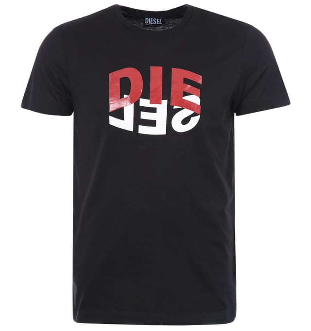 Diesel Camiseta T-Diegos-N22 Logo Bicolor Negra