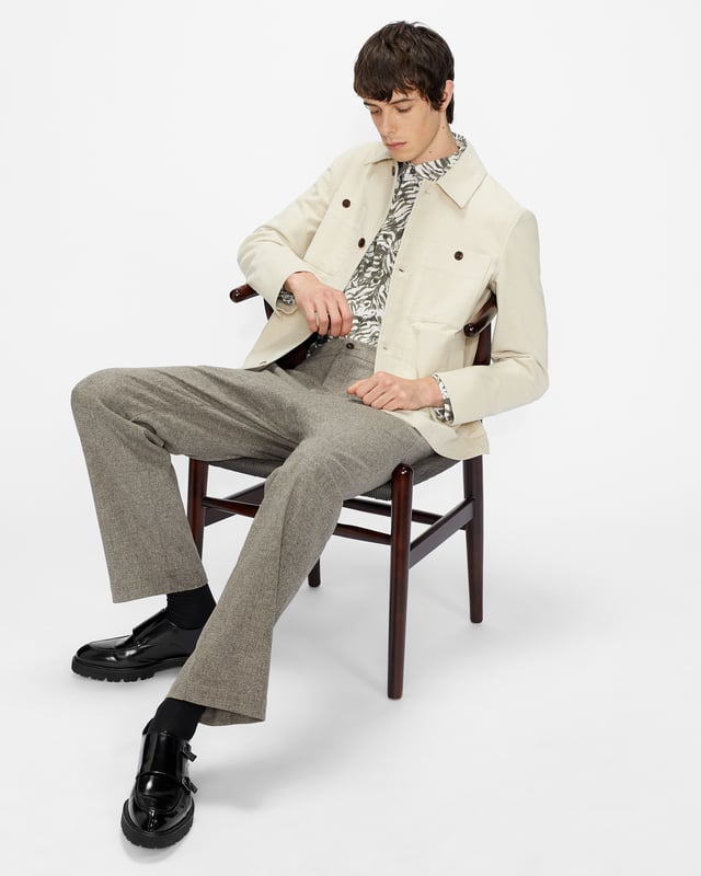 Ted Baker Shuttle Leyden Fit Flannel Trousers, Chocolate Brown