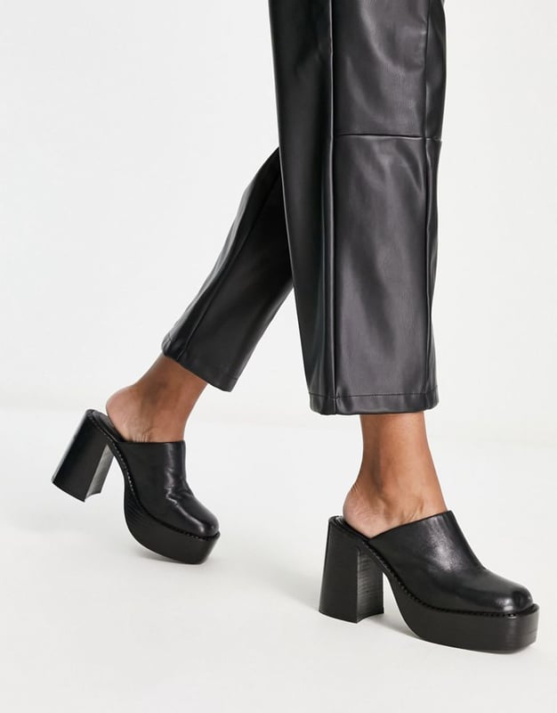 Chunky black mules sales