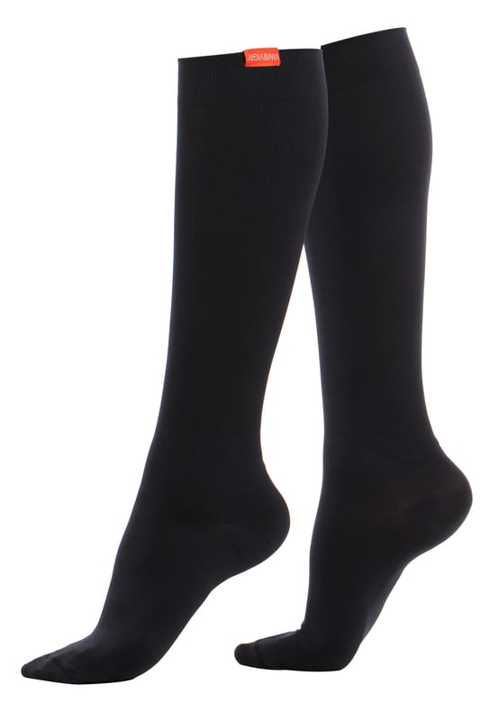 Energize your legs! Using integrally-knit graduated compression, these compression socks apply therapeutic pressure that starts at the ankle and gradually eases above. It’s this external pressure that energizes your legs and Reduces Swelling. These socks have a 20-30 mmHg compression level that is ideal for all-day, everyday wear, sitting or standing for long periods. High-quality premium cotton fibers and Spandex throughout the sock allow for sustained compression throughout the day. Alleviate achiness & heaviness by squeezing the legs from the bottom up, our legwear can help increase circulation of freshly oxygenated blood back to your legs. These are made for people with circulation problems and also ideal for flight travel, pregnancy, exercising, when sitting or standing for long periods of time and even during visits to hospital. These socks are specially designed to energise legs, reduce swelling, alleviate achiness & heaviness and to aid in muscular recovery. The specially designed fabric cotton blends and The 200-needle count gives supreme comfort and flexibility which contours leg and heel for superior fit. These socks are comfortable and breathable with graduated compression from ankle to calf with a contoured leg and heel for a great fit. The flexible toe pocket doesn’t squeeze the toes! They are also the extra wide style to fit comfortably around the wider legs and calves. Tested & Trusted: Based out of Missoula, Montana, VIM & VIGR is dedicated to creating products that provide you with everyday relief. VIM & VIGR graduated compression legwear was developed in partnership with vascular surgeons and vein clinics and all products are listed with the Food and Drug Administration (FDA). These compression socks are available in 8 colours and 3 sizes: Small/Medium, Medium/Large and Large/X-Large. They’re made out of 48% Cotton, 42% Nylon, 10% Spandex (Latex-free).
