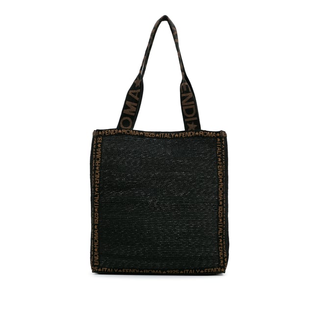 Vintage Fendi Raffia Tote Black