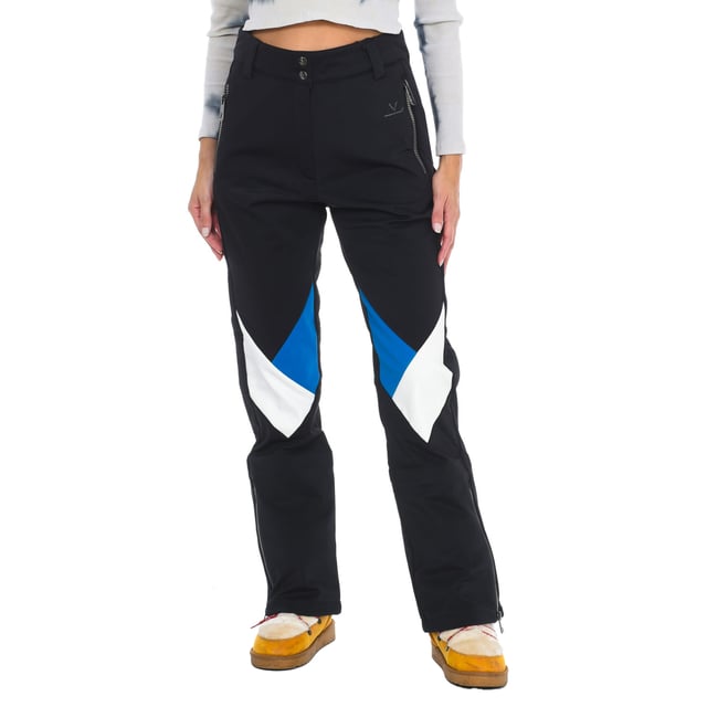 Ski pants Vuarnet.
 Front opening with zipper and snap button.
 Two zippered hand pockets
 Adjustable lower leg with zipper.
 Fixed inner gaiter with non-slip bands and reinforced material on the leg.
 Brand logo on the back.
 Seams seen in tone.
 Composition: 76% Polyamide, 24% Elastane
 Care:
Handwash.
 Do not use dryer.
 Do not iron.
 Do not use bleach.
 Do not dry clean.