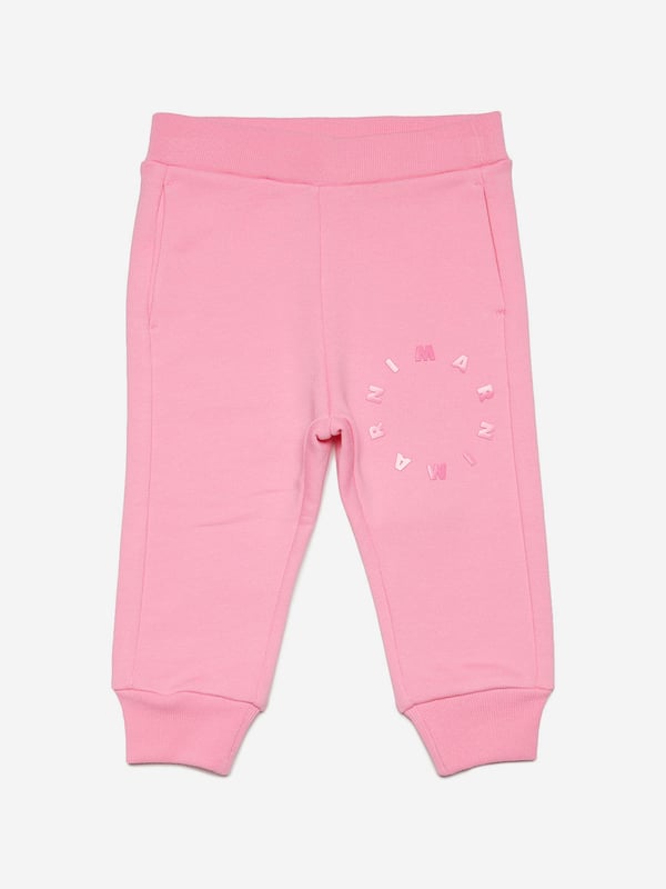 Marni's vintage archives are incorporated with care and spellbinding craftsmanship. These baby girls joggers capture the label's passion for innovation. Crafted in high quality cotton with an elasticated waist and ribbed ankle cuffs. The sophisticated piece is complete with the Marni Round logo in contrasting colour as a magnetic sphere.  100% Cotton
