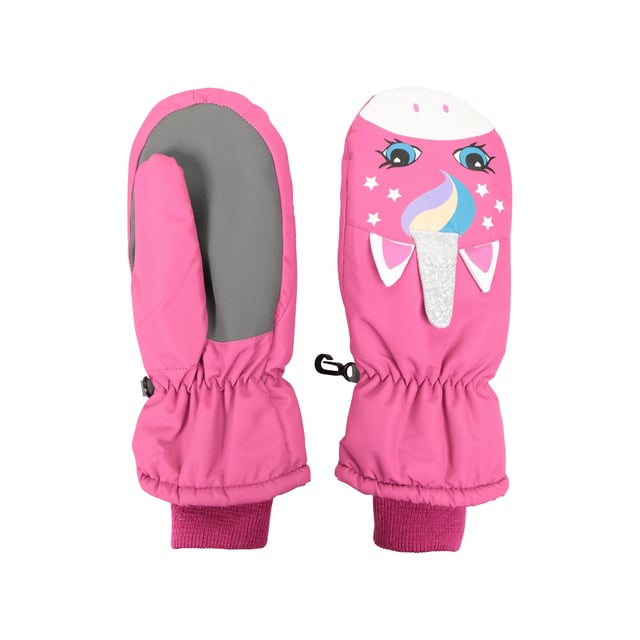 Attachment Clip, Elasticated Wrist, Gripped, Textured Fingers, Textured Palm. Fabric Technology: DWR Finish, Showerproof, Snowproof, Water Resistant. Cuff: Ribbed. Design: Printed, Unicorn.