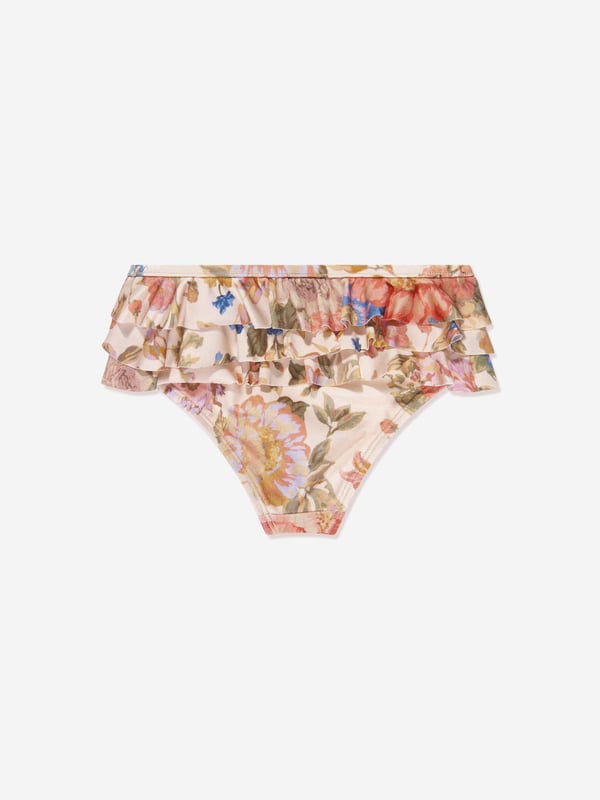 Presenting the stunning Girls August Frill Bikini Bottoms in Multicolour by Zimmermann, a lavish addition to your girl's holiday wardrobe! Key features include: Vibrant Multicolour Design: The eclectic and trendy print adds a vibrant aura, transforming it into a statement piece for those sunny beach days. Supreme Comfort: Crafted from top-tier materials, this swimsuit promotes utmost comfort, ensuring your little one enjoys her day in the sun! Stylish Wardrobe Update: Revive your kid's wardrobe with Zimmermann's Frill Bikini Bottoms. Get this holiday staple now and let your girl bask in luxury and style!