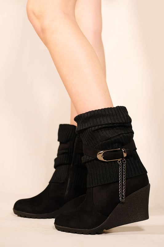 Where's That From Womens 'Bryony' Wedge Heel Slouchy Ankle Boots