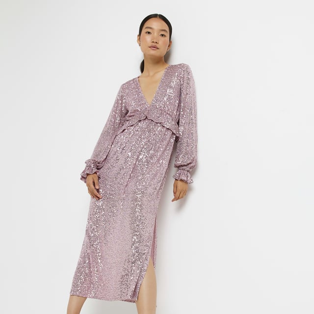 River island pink sequin dress cheap