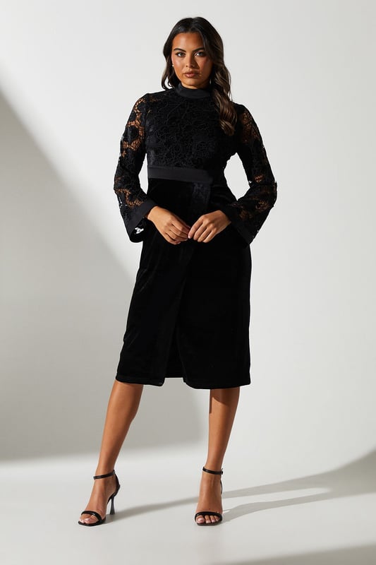 chinese dress ladies Oliana Lace Midi Dress Burgundy