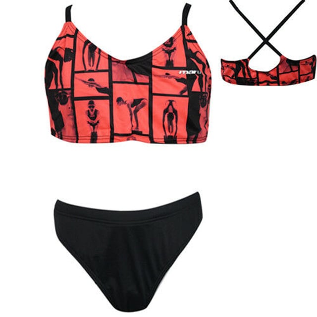 Maru Black Fluro Peach Womens Bikini Set Top Bottoms Swimwear FS5512 RW122