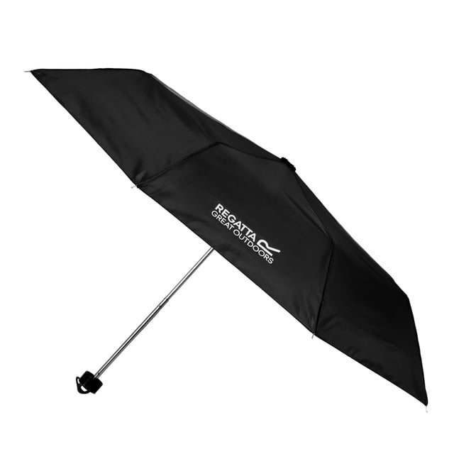 100% polyester. 19in canopy. Folds for compact size. Includes carry bag.