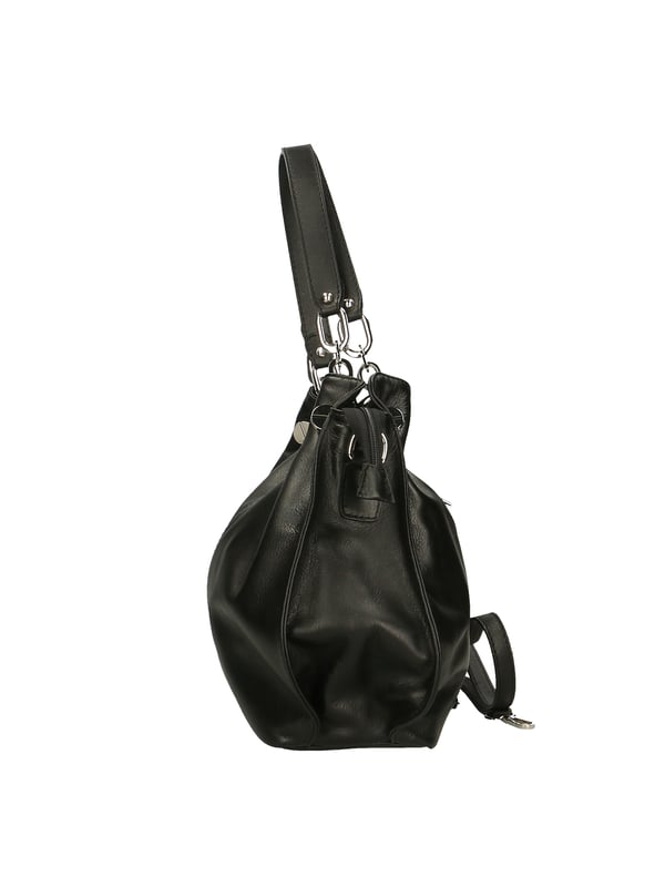 Damen-Umhängetasche mit Reißverschluss. eine mit Reißverschluss-Innentaschen. eine Rückseite mit Reißverschluss-Außentaschen. verstellbarer und abnehmbarer Schultergurt aus Leder. Ledergriff. zwei Innenfächer. Umhängetasche | Außenmaterial für Damen, gefüttert mit 70 % Baumwolle, innen mit 30 % Seidenstoff. Maße: 38x30x12 cm. Hergestellt in Italien
