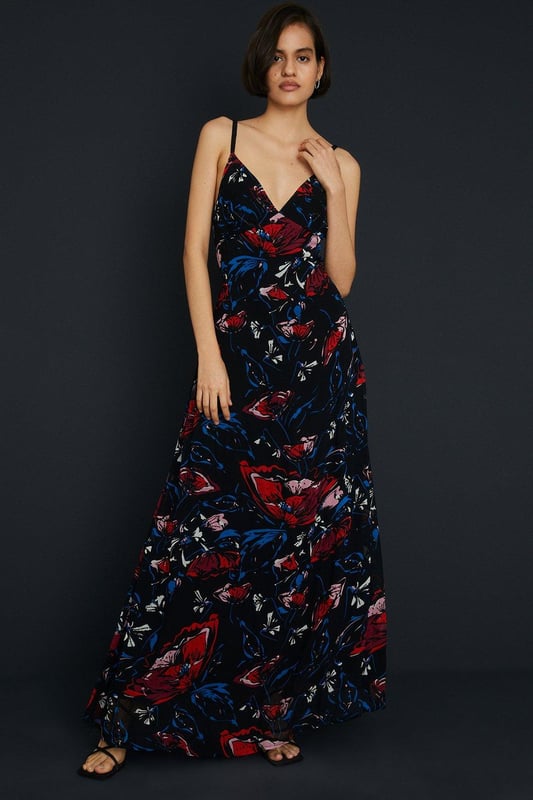 Asos design strappy midi dress in delicate floral embellishment online