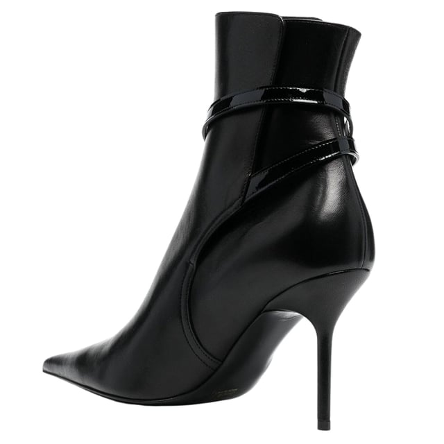 Nappa Calf Zip Tie Ankle Boot Black, Made In Italy, Zip Fasten, Black Boot Style Heel, 100% Leather