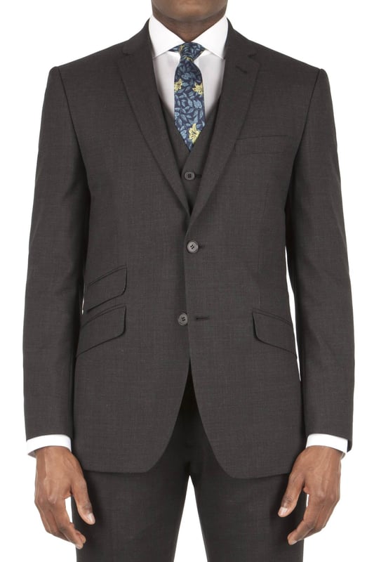 The Racing Green collection is presented with classic understated style and design. The use of classically British heritage that inspires the brand extends through to the cloth, design and typically confident use of colour. This luxury grey puppytooth suit is made from wool rich fabric. The 2 button jacket is on the Racing Green tailored block and features a notch lapel and side vents. The jacket has additional internal pockets including a pocket with a button through envelop flap for added security. Wear with the matching suit trousers and waistcoat to create the perfect look for any occasion.