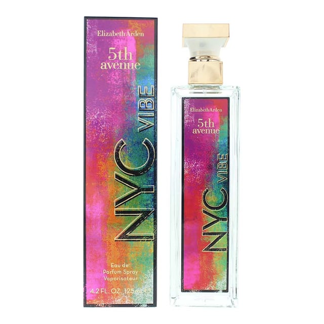 5th Avenue NYC Vibe by Elizabeth Arden is a captivating Floral Woody Musk fragrance for women, introduced in 2021. The scent opens with a juicy and vibrant trio of red currant, pear, and nectarine, offering a fresh and fruity allure. At its heart, a delicate bouquet of freesia, jasmine, rose, and violet creates a harmonious floral elegance. The base adds depth and warmth with creamy coconut nectar, sensual musk, earthy patchouli, and refined woody notes, resulting in a sophisticated and modern fragrance.