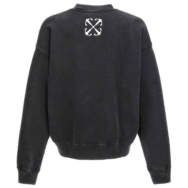 Gebroken wit St. Matthew Design Skate Fit gewassen zwart sweatshirt. Ervaar behaaglijk comfort en casual verfijning met de Off-White zwarte trui met ronde hals. Deze ultrazachte trui is versierd met een stijlvol logo en is ontworpen om de hele dag warmte en tijdloze stijl te bieden. Maak een statement met deze relaxed-fit trui, perfect voor dagelijks gebruik! Normale pasvorm, zwarte trui. Gebroken witte logoprint, logo op de achterkant, St. Matthews-ontwerp op de voorkant, streetwear. 100% katoen, gemaakt in Portugal, elastische tailleband en mouwuiteinden. Stijlcode: OMBA054F23FLE0131084