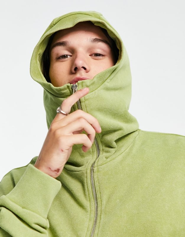 COLLUSION balaclava hoodie in lime green