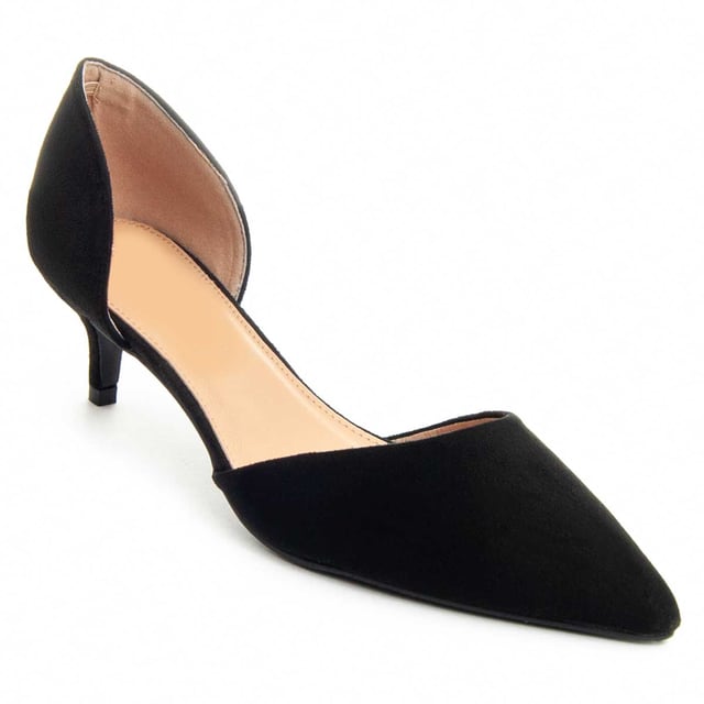 Dames hoge hakken. Comfortabele pasvorm. Gevoerde inlegzool. Antislip zool. Versterkte stiksels. Gemaakt door andere merken voor ons merk. Bij benadering: 5 cm hak.