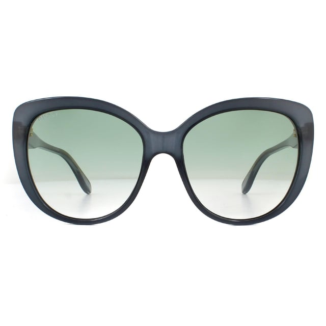 Gucci Sunglasses GG0789S 004 Blue Green Gradient are a elegant cat-eye style for women. The slim temples are embellished with the Gucci logo for brand recognition..