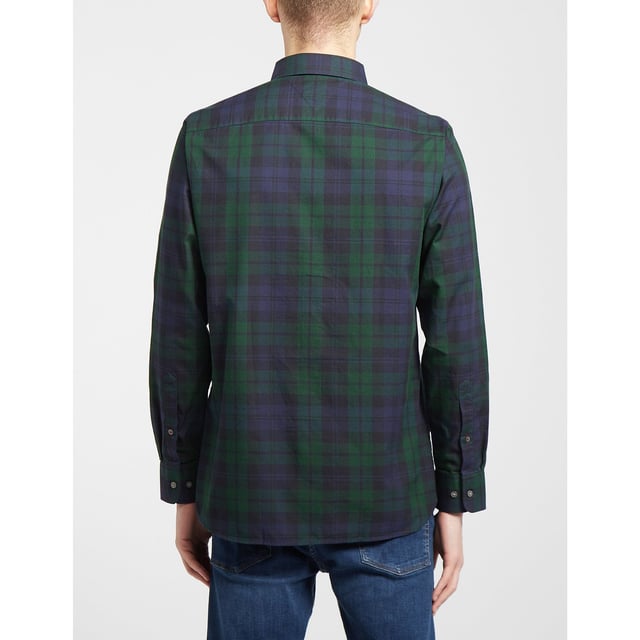 Menzies Green Modern Tartan Long Sleeve Button Shirt