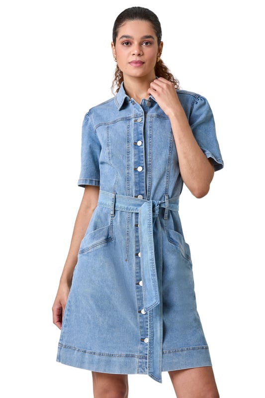 white christmas dresses Rory Vintage Stonewashed Denim Maxi Shirtdress by Frank & Eileen main image 0