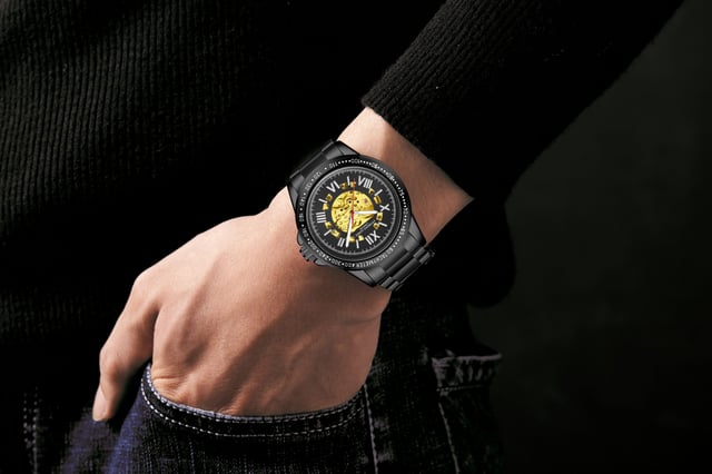 Hand assembled anthony james limited edition men's skeleton watch cheap
