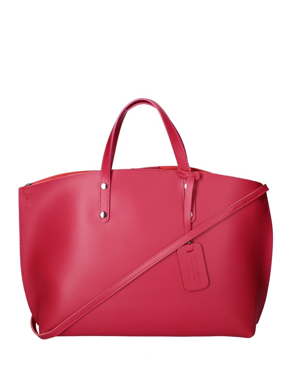Bolso de mujeres con un solo compartimento sin forro en cuero Ruga genuino. Bolsa interna extraíble. Producto artesanal italiano. Hecho en Italia