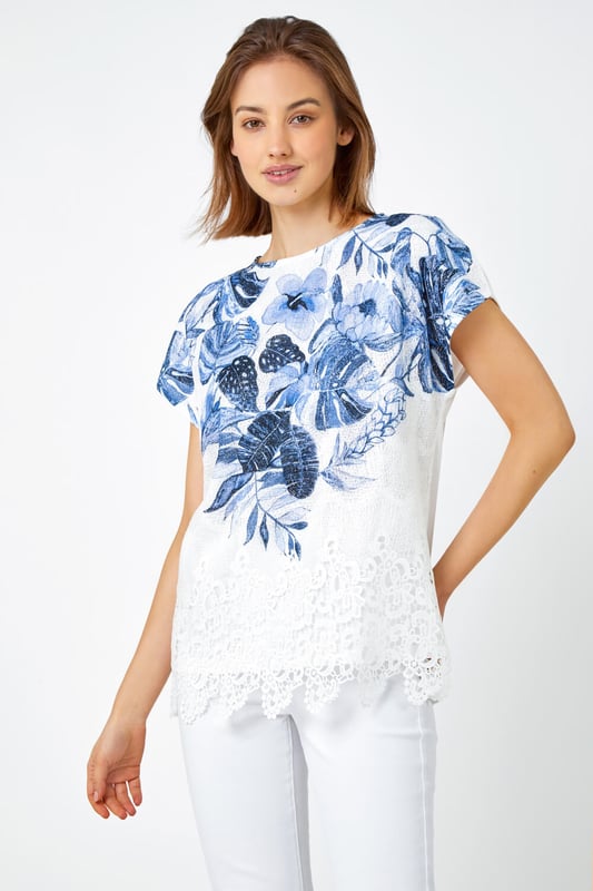Floral print lace sweater best sale