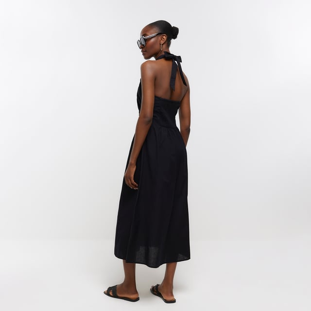 River island black linen dress cheap