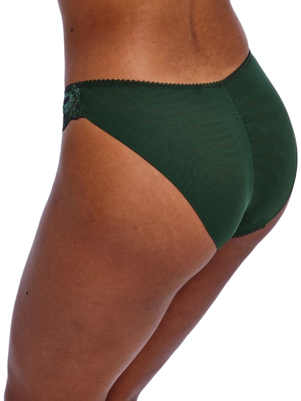 Freya Loveland Brief. With embroidery, back gathering and a fold over finish. No VPL. Product is made of 88% Nylon/Polyamide, 6% Elastane, 6% Polyester and is recommended hand-wash only.