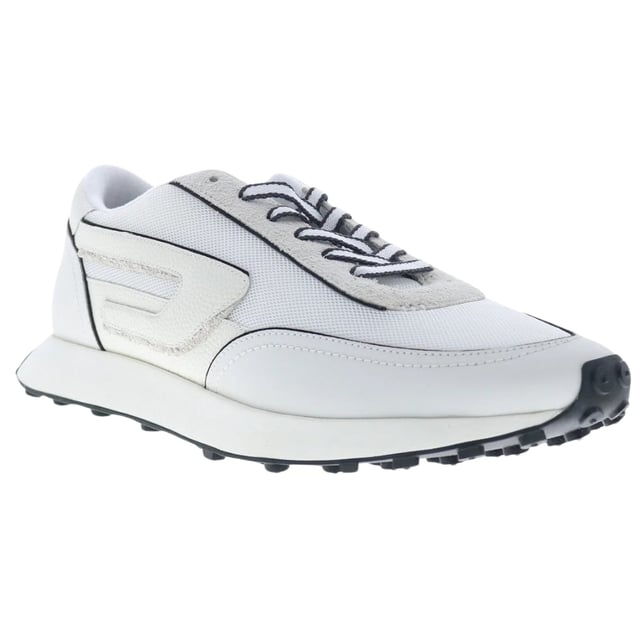 Diesel S-Racer White Sneakers Diesel White Trainers, Fabric Upper, Lace Fasten, Rubber Sole, White Sneaker
