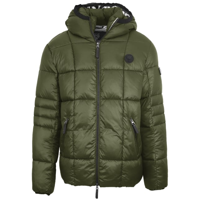 Plein Sport Small Circle Logo Quilted Green Jacket. Stay sleek and stylish with the Plein Sport Padded Green Jacket. The plain design adds a touch of sophistication, while the padded interior ensures warmth and comfort. Perfect for any fashion-forward individual!. Zip Closure Front Pockets, 2 Zip Closure Pockets, Central Zip Closure. Coat, Filling: 100% Polyamide, Lining : 100% Polyester. Padded Jacket, Zip Closure. Style: UPPS26E 32