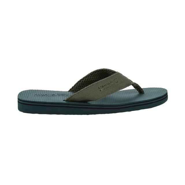 Regatta Mens Rico Flip Flops (Sea Pine/Ivy Moss) 50% Ethylene-vinyl Acetate, 50% Textile/PU. Flip flops with toe post design for easy wear and removal. Air mesh upper for breathability and comfort. Lightweight and cushioned EVA sole unit. Ideal for outdoor use on hot days. Wipe clean.