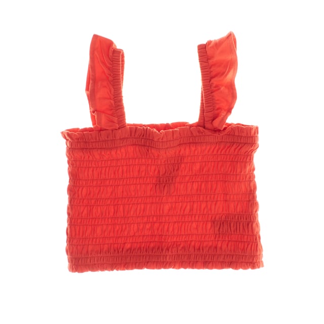 Este top juvenil presenta un diseño ajustado y fruncido, con un estilo veraniego y fresco. 

Los tirantes anchos y el tejido elástico crean un ajuste cómodo que se adapta al cuerpo sin restricciones. 

El largo recortado añade un toque moderno, ideal para combinar con pantalones o shorts de talle alto. 

Su diseño simple pero llamativo lo convierte en una opción versátil para looks casuales o de playa, proporcionando tanto comodidad como estilo.
 Composición: Cuerpo: 100% Algodón; Elástico: Poliéster, Elastano
 Cuidados:
- Lavar a máquina con agua fría.
- Utilizar colores similares en el lavado.
- Evitar el uso de blanqueadores.
- Secar a baja temperatura en secadora.
- Planchar al revés.
- No lavar en seco.