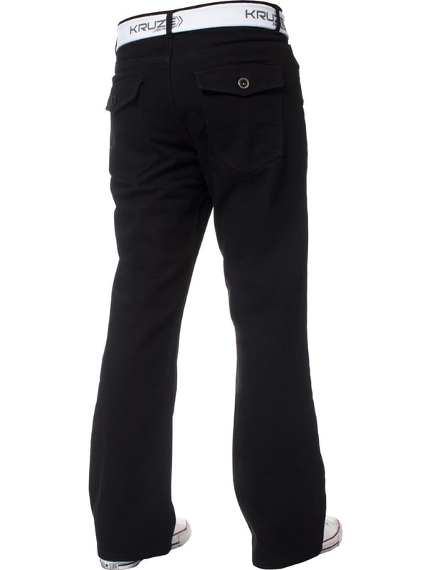 Kruze Herren Bootcut Denim-Jeans mit Kontrastnähten und Zip Fly-Verschluss. Ausgestattet mit einem 5-Taschen-Design mit Klappe geknöpft Gesäßtaschen, gebrandmarkt Knöpfe und Nieten. Ideal für Freizeit- und Arbeitskleidung.
