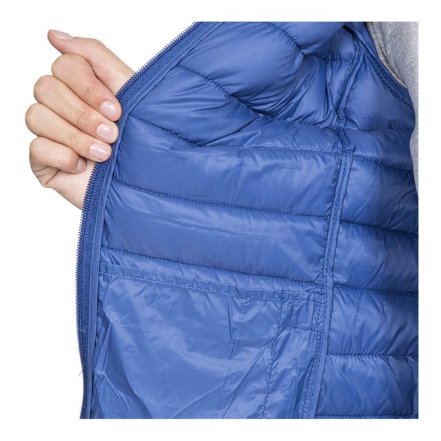 Ultra lightweight jacket with grown on hood and 2 lower zipped pockets. Low profile front zip. Stuff sack in pocket. Matching binding at hood, cuffs and hem. Shell: 100% polyamide. Lining: 100% polyamide. Filling: 90% down, 10% feathers. Trespass Womens Chest Sizing (approx): XS/8 - 32in/81cm, S/10 - 34in/86cm, M/12 - 36in/91.4cm, L/14 - 38in/96.5cm, XL/16 - 40in/101.5cm, XXL/18 - 42in/106.5cm.