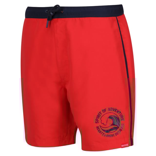 100% Polyester. Lining: Mesh. Fabric: Microfibre. Design: Colour Block, Logo, Printed, Text. Pockets: 1 Back Pocket, Flap Closure, 1 Security Pocket, Inner. Fastening: Pull-On. Branded Tab. Fabric Technology: Quick Dry, UV Protection. Waistline: Drawcord, Elasticated. Sustainability: Made from Recycled Materials. Sun Rating: UPF 40+.
