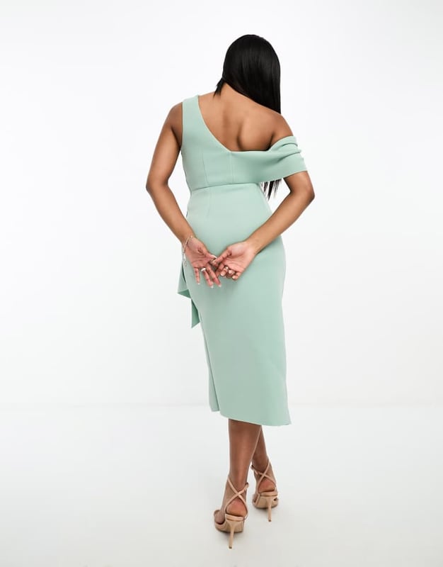 green emerald velvet dress The Roslyn Pencil Dress in Vibrant Sage Green – Glamour Bunny main image 1