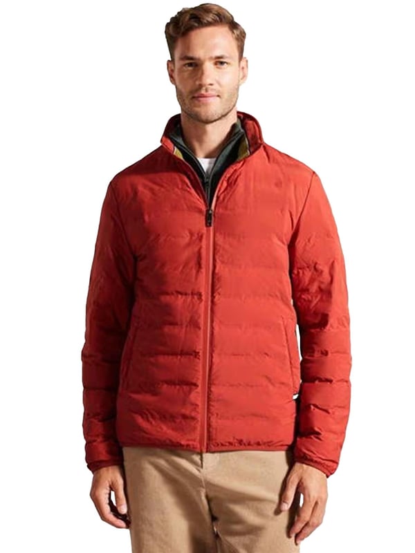 This stylish puffer jacket features a trendy horizontal quilted design that ensures you stay warm and dry, whether it's rainy or just a chilly morning. Crafted with a sleek, welded nylon liner, it offers a modern silhouette with a zip fastening and a high neckline to keep out the wind. Long sleeves and secure zip pockets add practicality, making it the perfect choice for those always on the go.