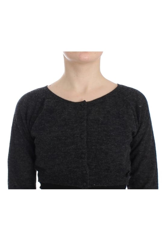 Brand: Ermanno Scervino
  Style: Cropped Sweater
  Material: 25% Alpaca 45% Wool 30% Polyamidica
  Color: Dark Gray
  Closure: Button
  Details: Logo
  Origin: Made in Italy
