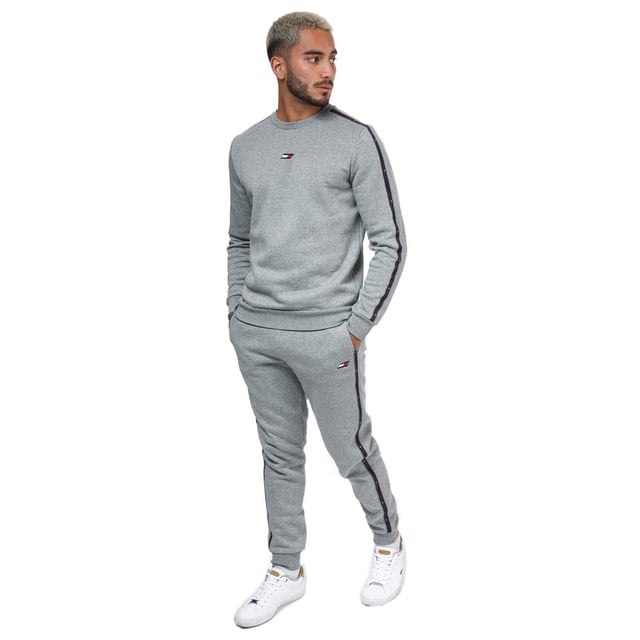 Men s Tommy Hilfiger Trim Crew Sweatshirt in Grey Heather