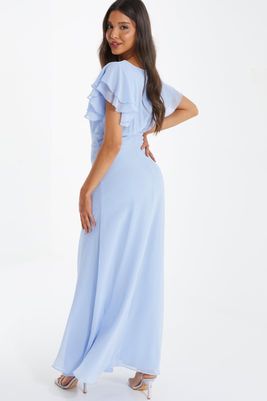 Light blue chiffon hotsell dress with sleeves