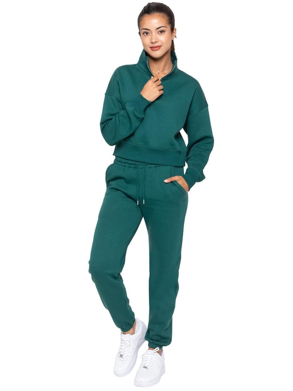 Sudadera Enzo para mujer con media cremallera, mangas largas, cuello alzado, suave, elástica y cómoda, media cremallera agregada para darle estilo, fácil de usar, ajuste regular, mantiene el cuerpo abrigado, disponible en 4 colores, tallas S-XL, 50% algodón 50 % Poliéster, Lavable a máquina.