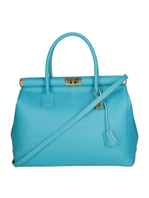 Bolso de mano de mujer de dos compartimentos con bandolera extraíble. Producto artesanal italiano en piel genuina dólar. Hecho en Italia